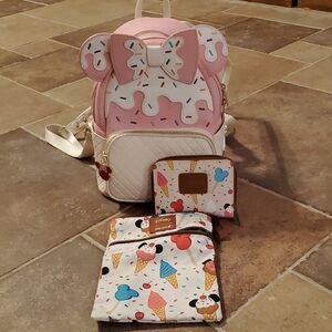 Disney Loungefly  Ice Cream Mini Backpack Set. NWOT